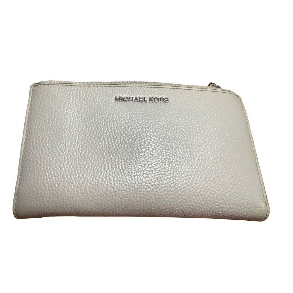 Michael Kors gray folding wallet zipper